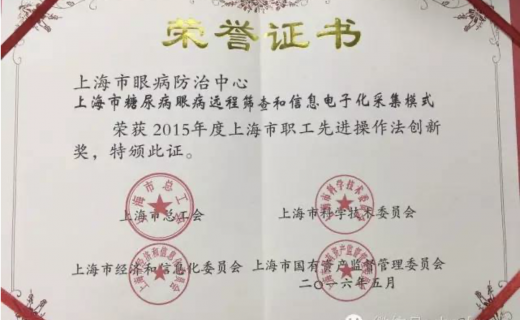 热烈祝贺我院荣获“上海市职工先进操作法创新奖”