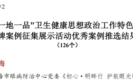 睛彩答卷 | 喜讯！“初心·明眸行”获评全国卫生健康思政工作优秀案例